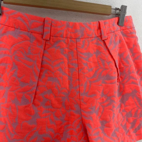 J. Crew Neon Orange Floral Jacquard Mini Shorts - Picture 4 of 6